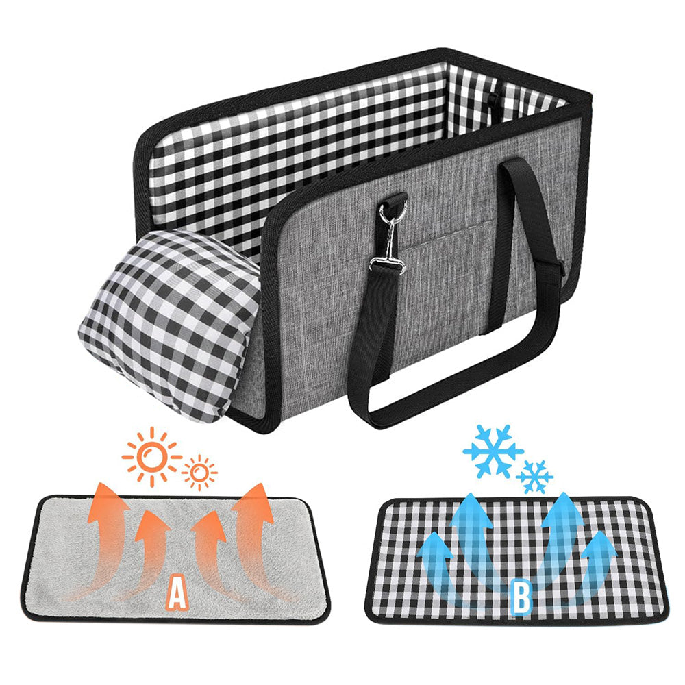Oxford Fabric Center Console Pet Vehicle Seat Carrier- Grey