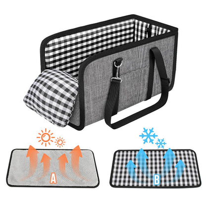 Oxford Fabric Center Console Pet Vehicle Seat Carrier- Grey