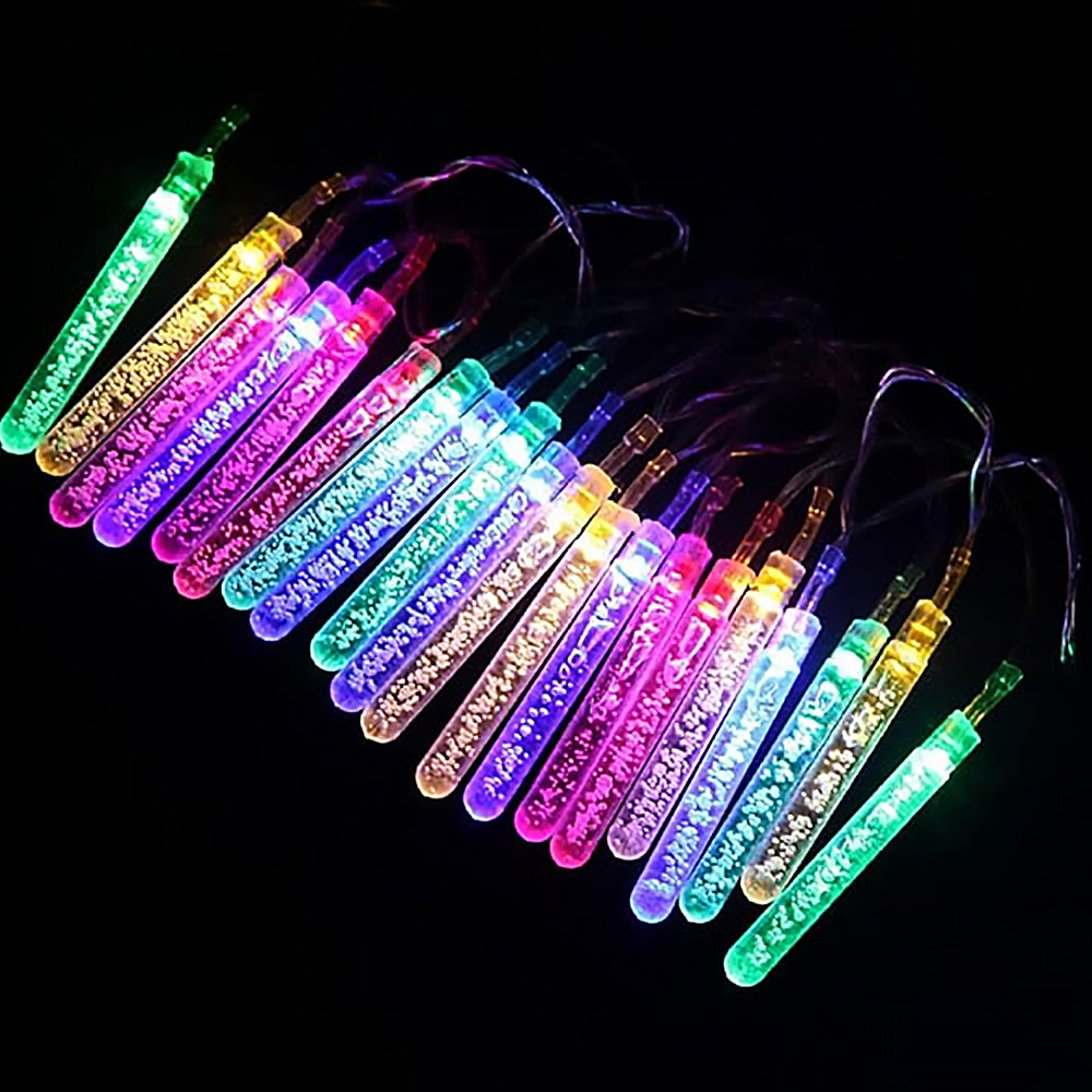 Solar LED Icicles Air Bubble Lights Christmas Fairy String Lights Outdoor Garden Yard Patio Decor Multicolor
