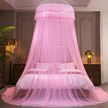 Lace Bed Canopy Drapes Dome Mosquito Net Hanging Bed Curtain Pink