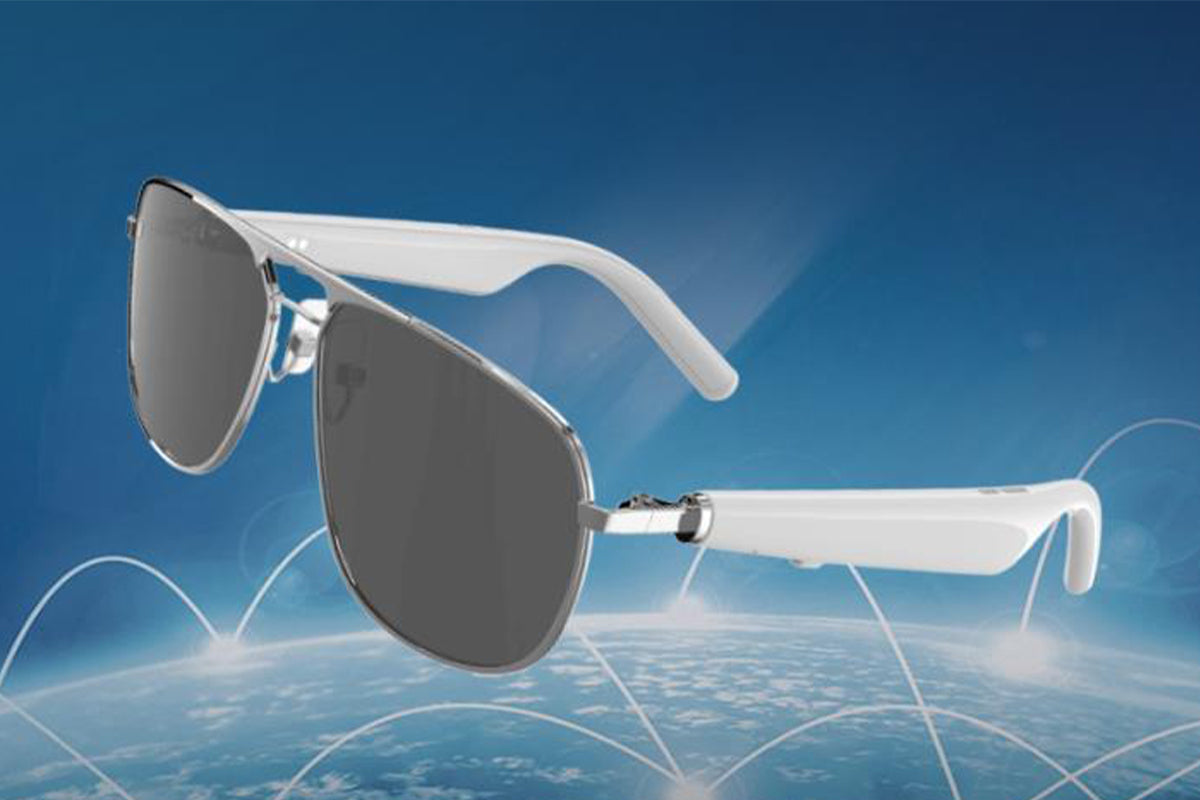 Smart Bluetooth Sunglasses Built-in Open Ear Music and Speaker for Men and Women -White