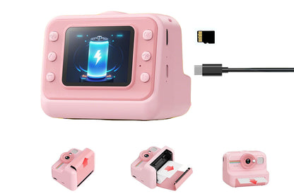 boy and girls Camera Instant Print 1080P Selfie Digital Camera with 64GB Card-Pink