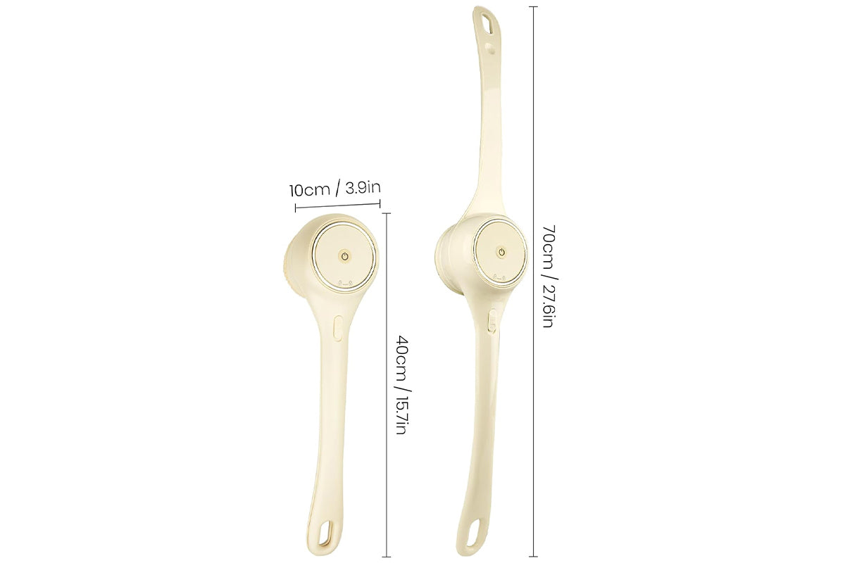 5 in 1 Electric Body Back Scrubber Dual Handle Bath Brush for Shower Exfoliating-Beige