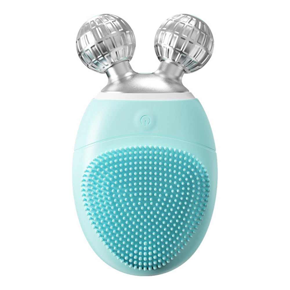 Electric Facial Cleansing Scrubber Rechargeable Silicone Face Deep Cleaning Brush with 5 Cleansing Modes Light Blue