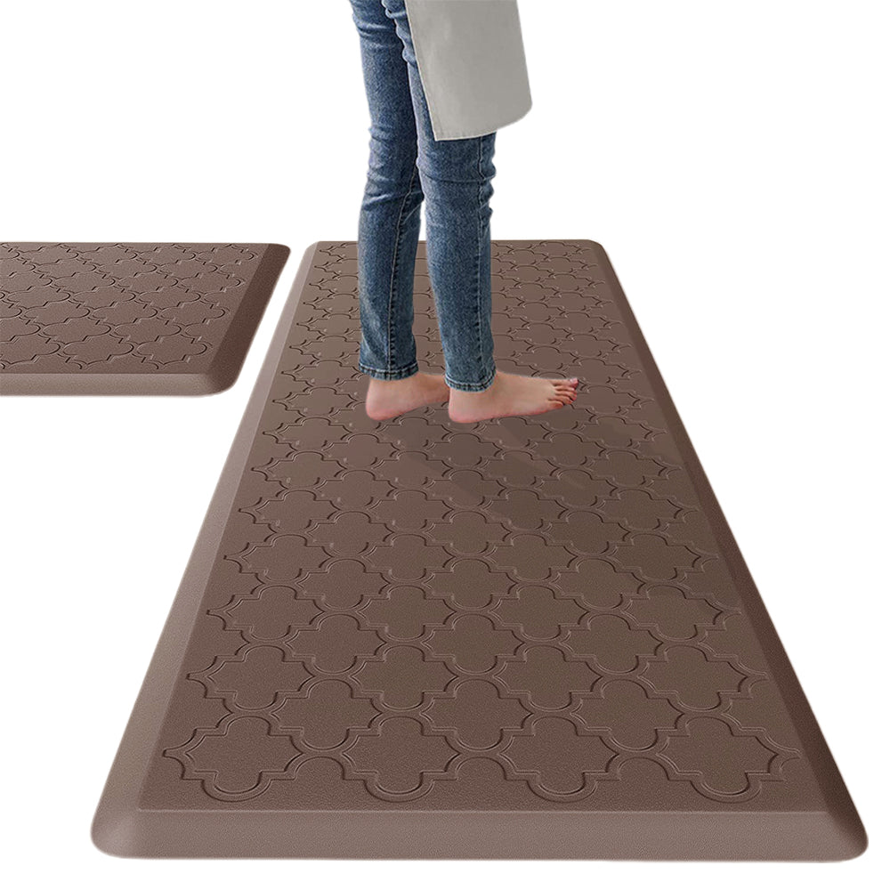 Anti Fatigue Cushioned PVC Floor Mat for Kitchen and Office-Brown