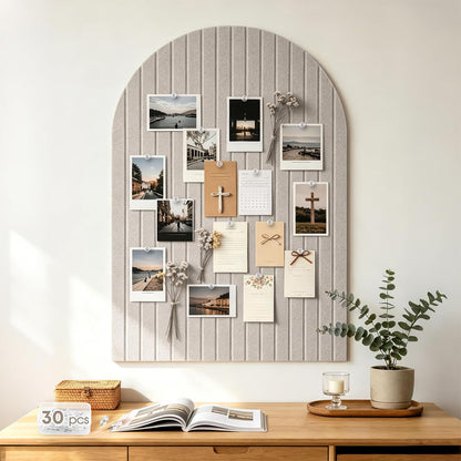Large Arched Felt Bulletin Board with 30 Push Pins - Camel