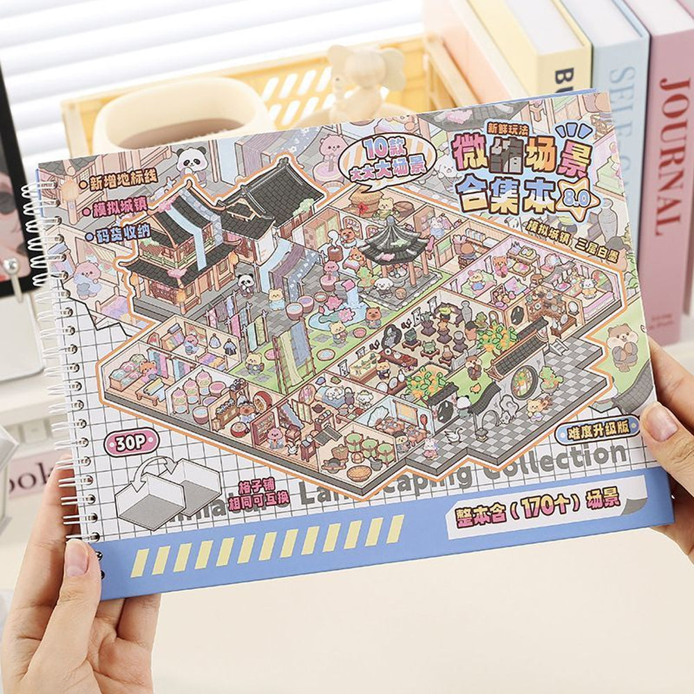 3D Reusable Sticker Scene Book with 10 Themes  - Blue