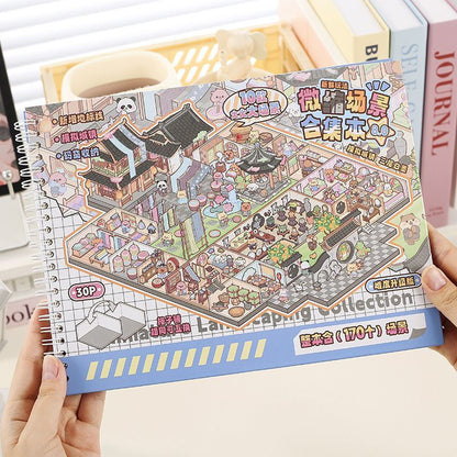 3D Reusable Sticker Scene Book with 10 Themes  - Blue