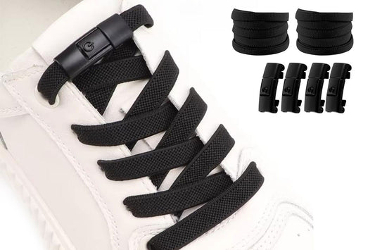 2 Pairs Elastic Shoe Laces No Tie Shoelaces Hook Lock Elastic Flat Shoelaces Sneakers-Black