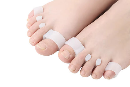 2 Pairs Five-Hole Toe Separators Bunion Corrector Pads for Foot Alignment and Pressure Relief-White