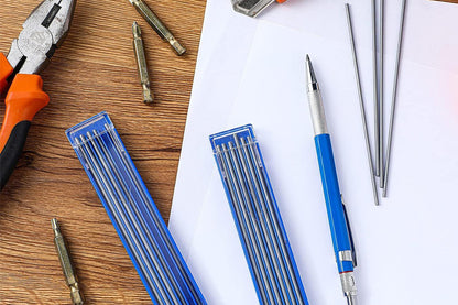 2B Lead Holder Pen Automatic Mechanical Drafting Drawing Pencil Art Tool With Refills Case-Blue Pencil With Silver Refills