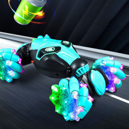 4WD Gesture Sensing RC Stunt Car with Drift Lights & Music Hand-Controlled Toy Blue