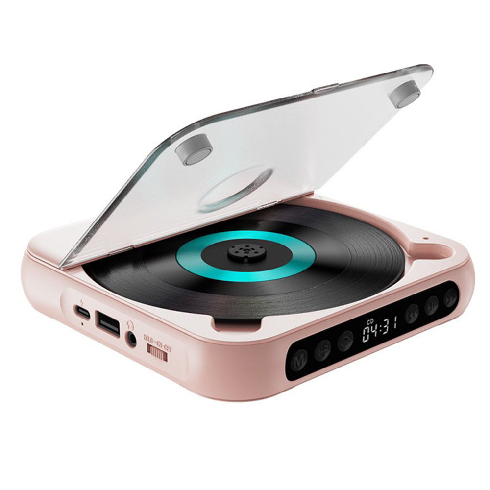 Compact Bluetooth CD Player with USB and MP3 Support-Pink