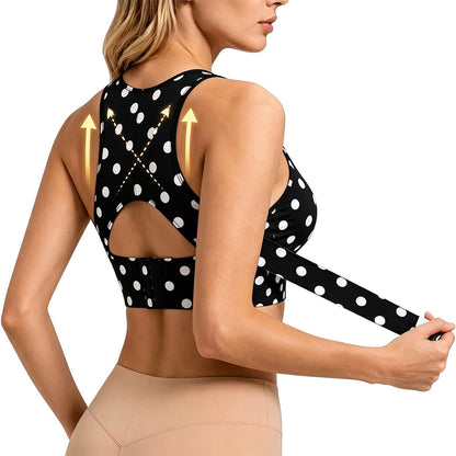 Front Closure Posture Bra Wide Straps Seamless Bra - Black