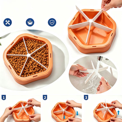 2 in 1 Removable Insert Slow Feeder Pet Bowl - Orange