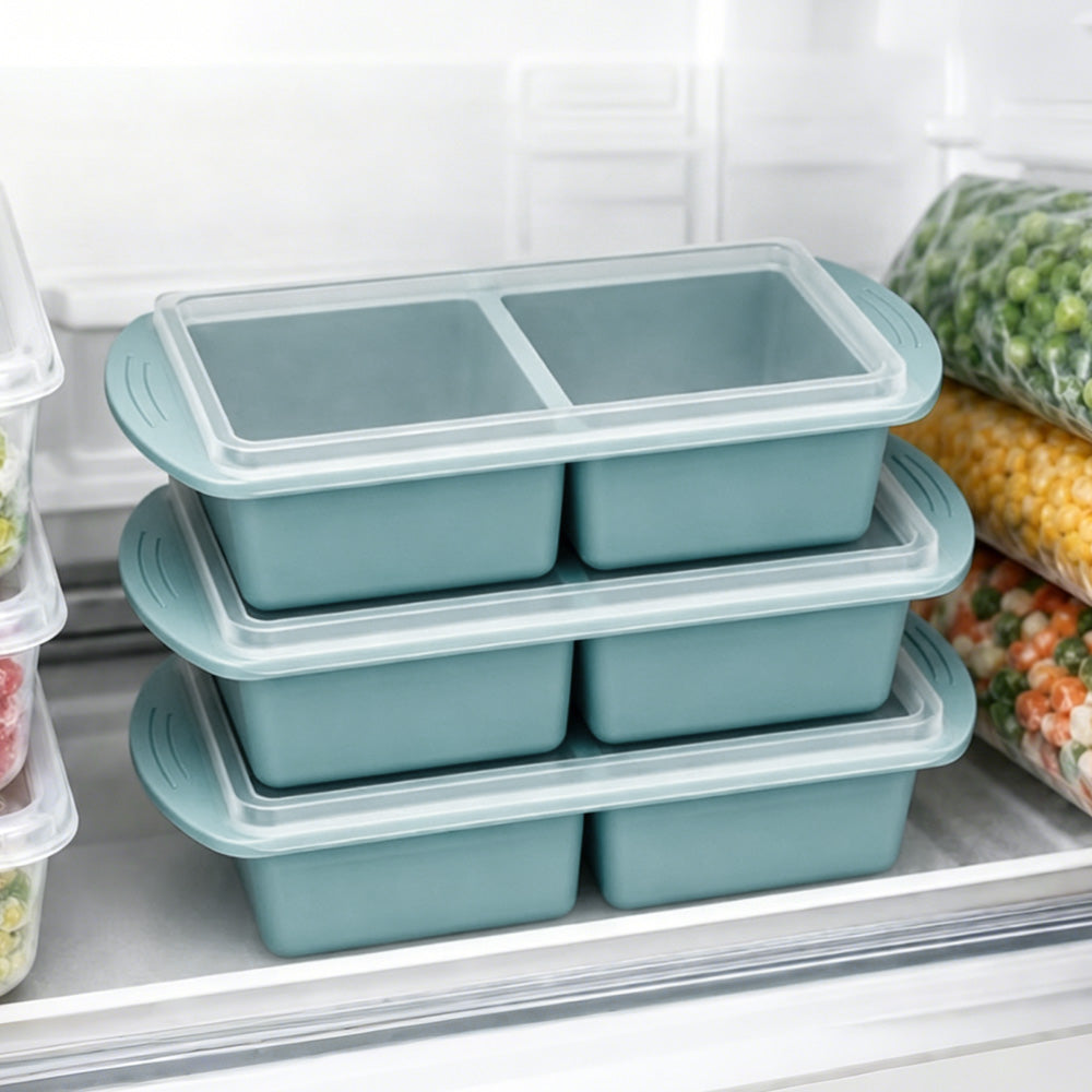 3 Pack Silicone Freezer Trays with Lids for Soup Sauce Meal Prep Storage-Grey