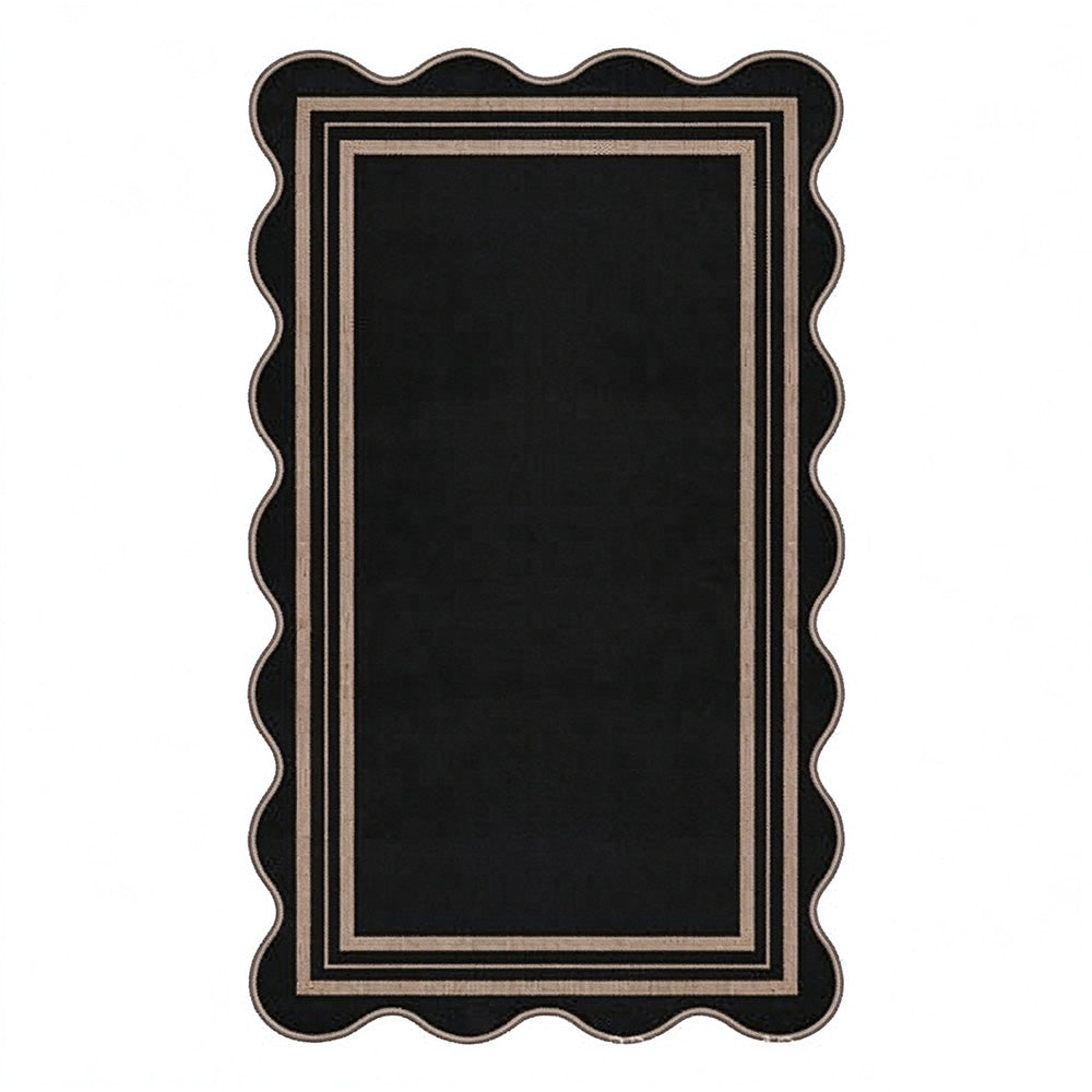 Geometric Crystal Velvet Area Rug Non-Slip Washable Floor Mat - Black