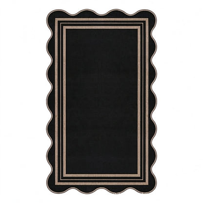 Geometric Crystal Velvet Area Rug Non-Slip Washable Floor Mat - Black