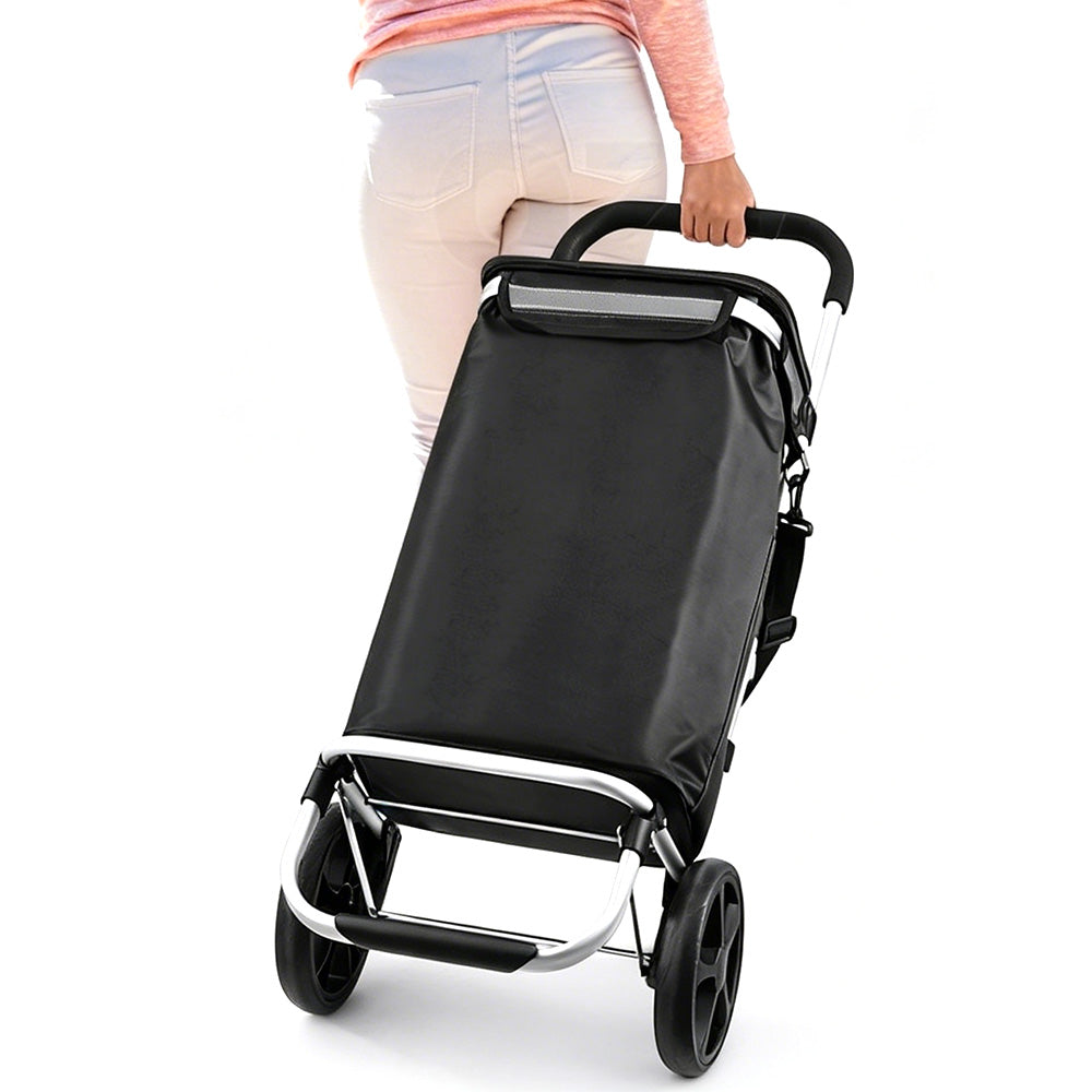 Folding Shopping Cart with Oxford Bag-Black