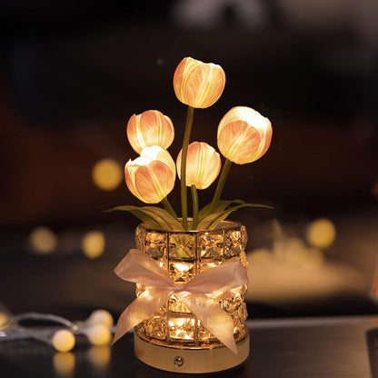 Tulip Flower Lamp Valentine¡¯s Day Gifts 3 Color Dimming Night Light -Pink