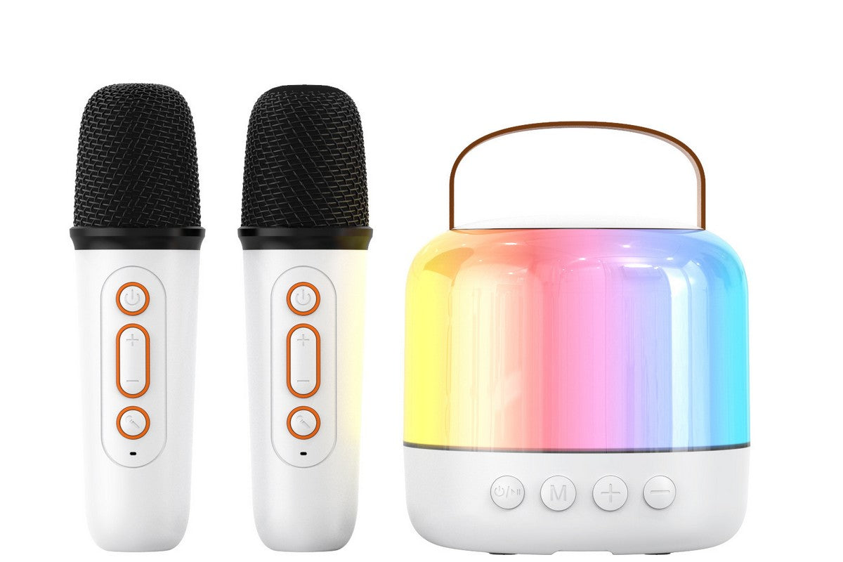 Mini Karaoke Machine for Adults Portable Bluetooth Speaker with 2 Wireless Microphones Christmas Birthday Holiday Toy Gifts-White