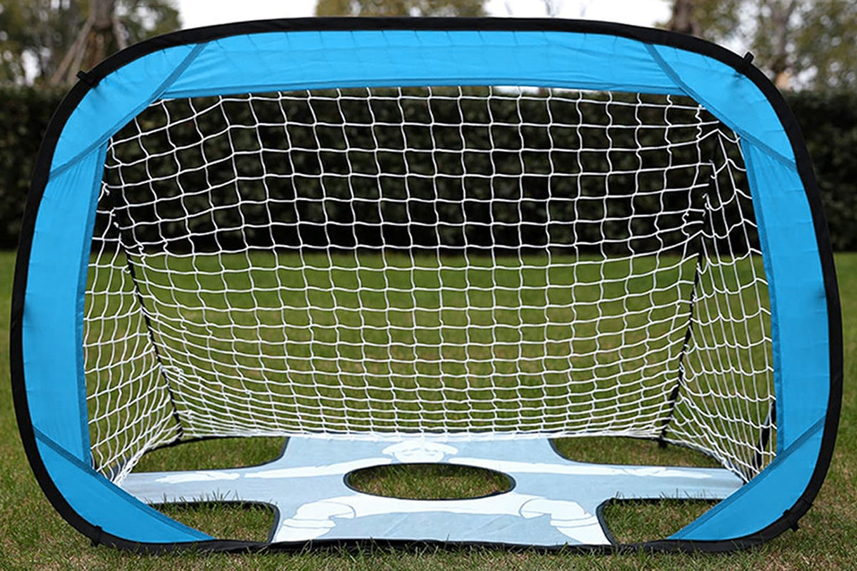 2-in-1 Portable Foldable Soccer Goal with Detachable Target-Blue