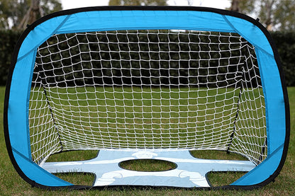 2-in-1 Portable Foldable Soccer Goal with Detachable Target-Blue