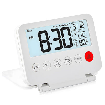 Smart Digital Alarm Clock with Temperature Display Snooze Function and LED Backlight White
