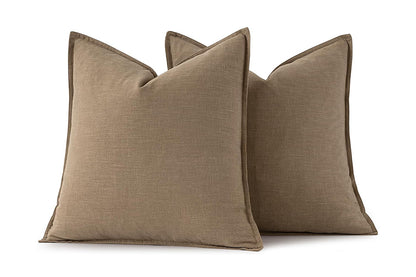 4Pcs Linen Plain Solid Colour Cushion Cover Decorative Pillow Case-Coffee