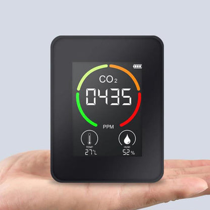 3-in-1 Air Quality Monitor CO2 Meter Temperature Humidity Carbon Dioxide Detector Black