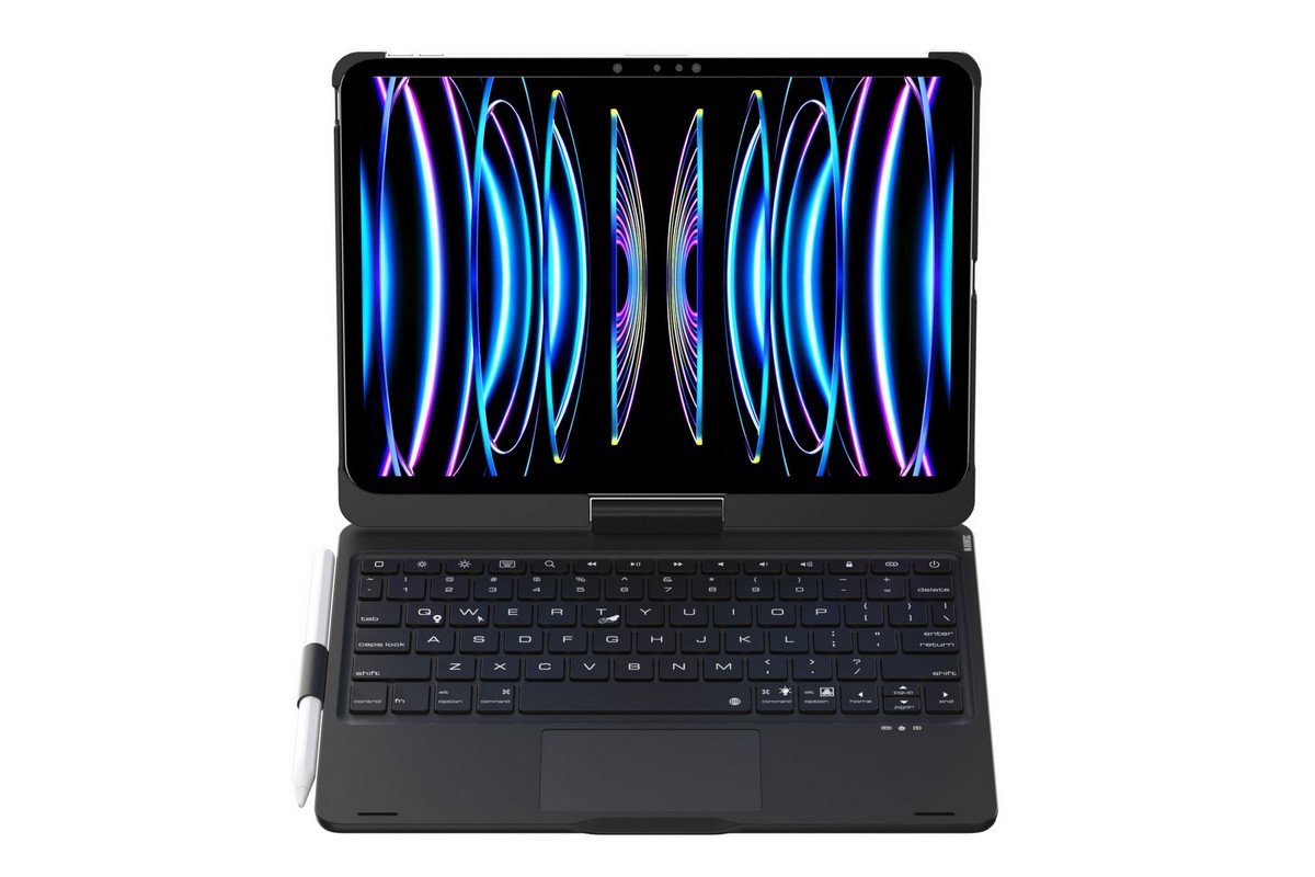 360-degree Rotatable Keyboard Case for iPad 11th Air 11 inch Air 13 inch with TouchPad -Black A11