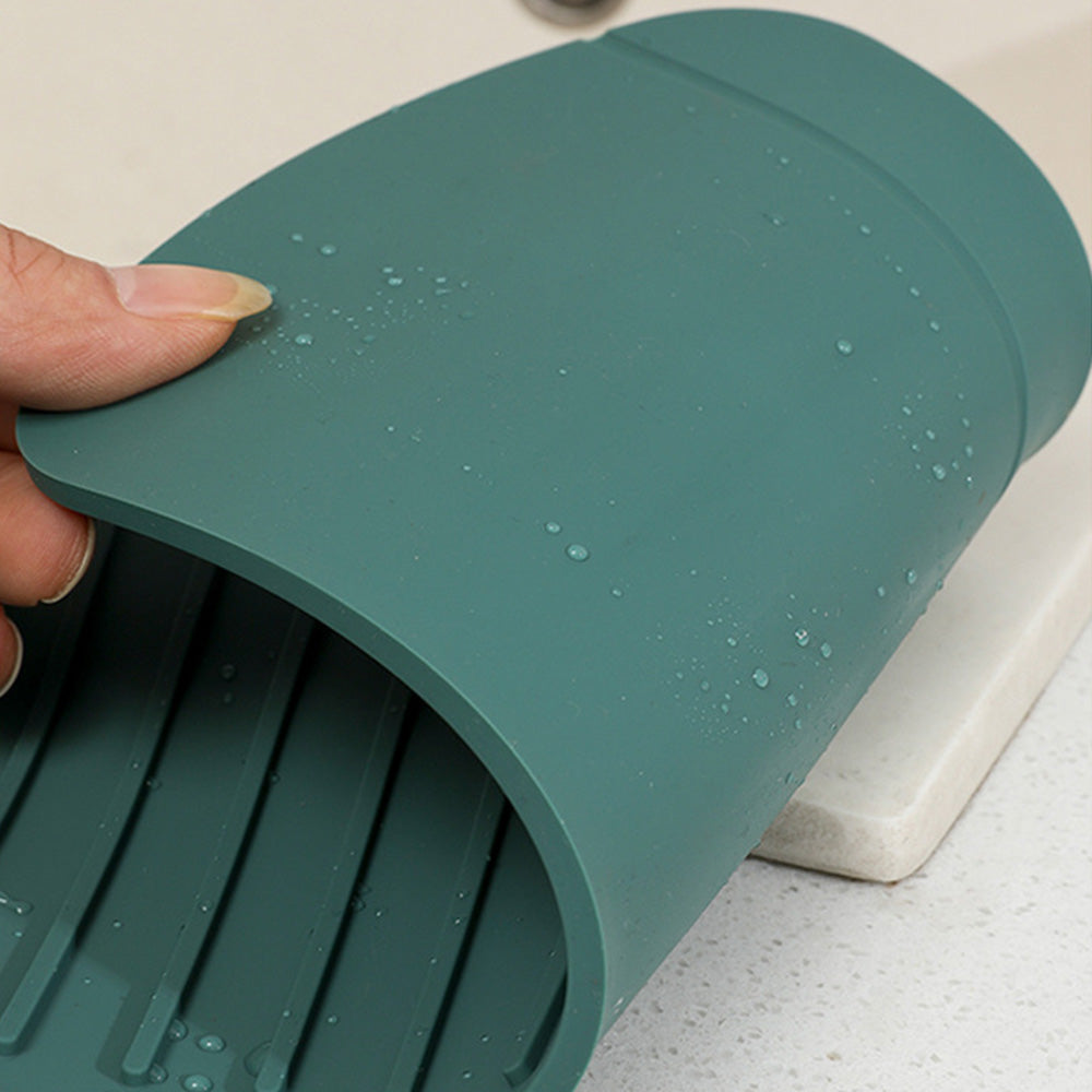 Kitchen Faucet Mat for Sink Silicone Splash Guard with Fast Drying Properties for Stone Sinks Green