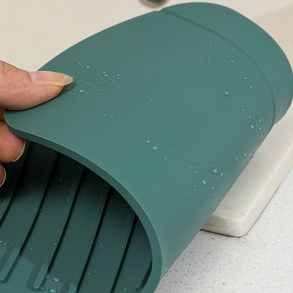 Kitchen Faucet Mat for Sink Silicone Splash Guard with Fast Drying Properties for Stone Sinks Green