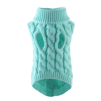 Puppy Dog Jumper Winter Warm Knitted Sweater Pet Clothes for Small Dogs Coat -Blue
