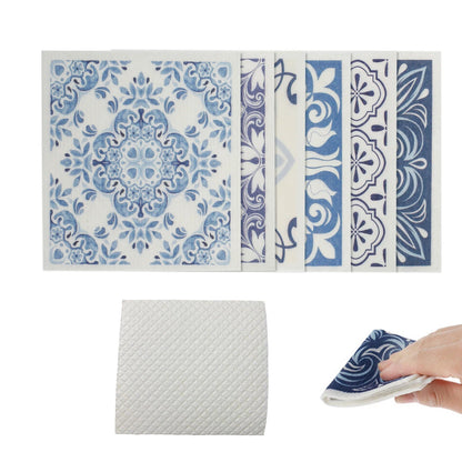 6Pcs Super Absorbent Reusable Kitchen Dishcloths Biodegradable Towels Style 1