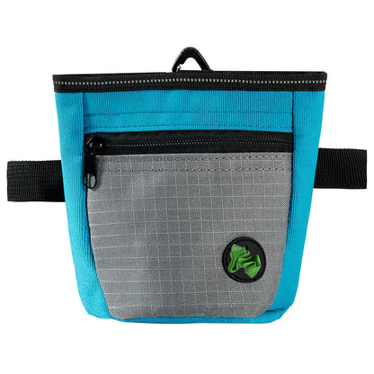 Hands-Free Dog Treat Pouch with Auto-Snap Closure Pet Snack Bag for Training Walking Blue
