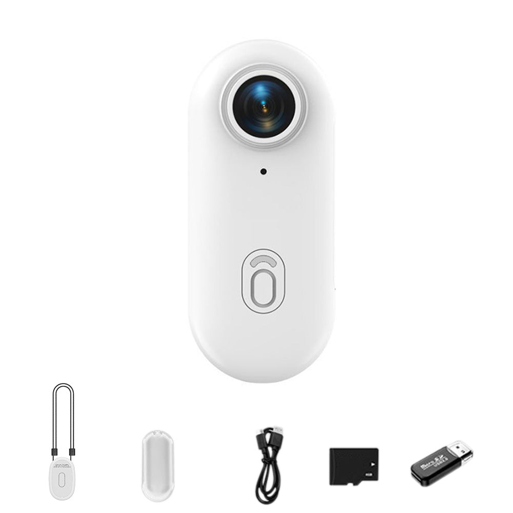 4K Mini Thumb Action Camera Portable Wearable Body Cam with Rotating Clip White