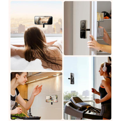 Suction Cup Phone Case Mount Magnetic Phone Grip Holder Stand for Selfies Videos Recording Black
