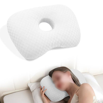 Ear Piercing Pillow with Hole Soft Ear Pillow for Side Sleepers White