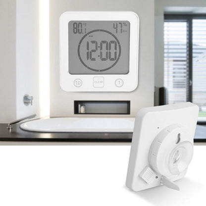 Digital Shower Clock with Timer Water-Resistant Touch Screen Clock White