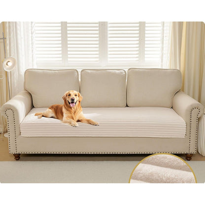 Waterproof Couch Cover for Dogs Washable Faux Fur Pet Couch Covers for Sofa-Beige
