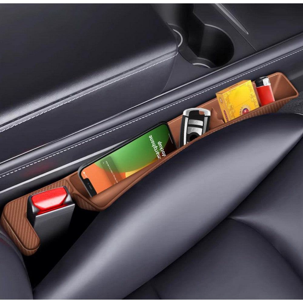 Car Seat Gap Filler Seat Gap Organizer with Phone Holder for SUV Truck-Brown