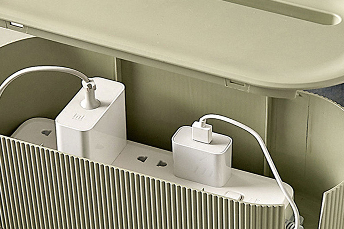 Cable Storage Box Wire Management Case Power Plug Socket Organizer Box-Green