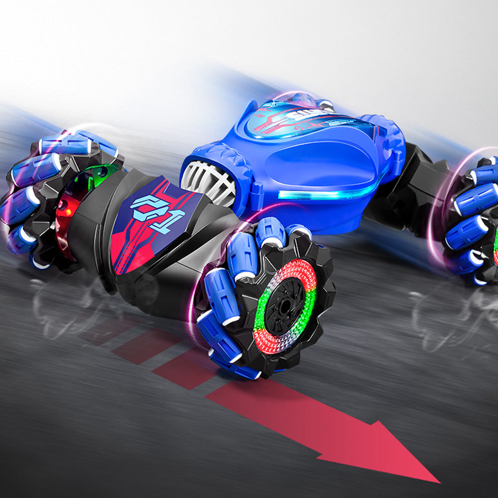2.4GHz RC Stunt Car Toy with Light Music 4WD Off-Road Remote Control Twist Car Toy for Kids Xmas Birthday Blue