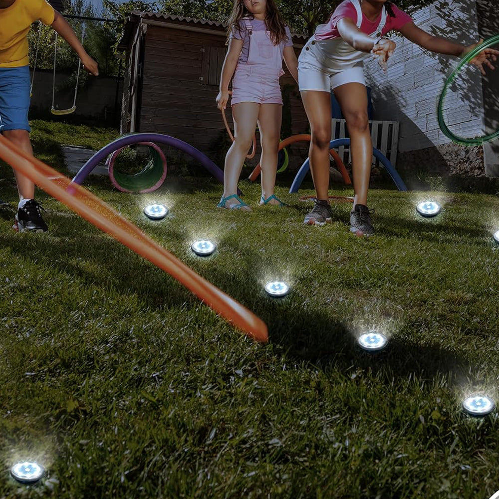 10Pcs Mini Solar Ground Lights Outdoor Pathway Decorative Lights for Yard Garden Decor White Light