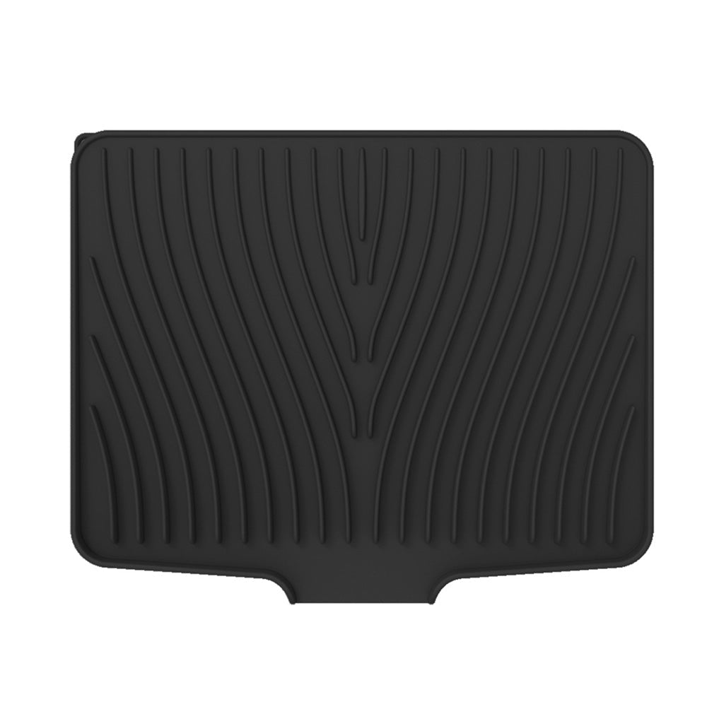 Silicone Dish Drying Mat for Kitchen Counter Non-Slip Drain Pad Black