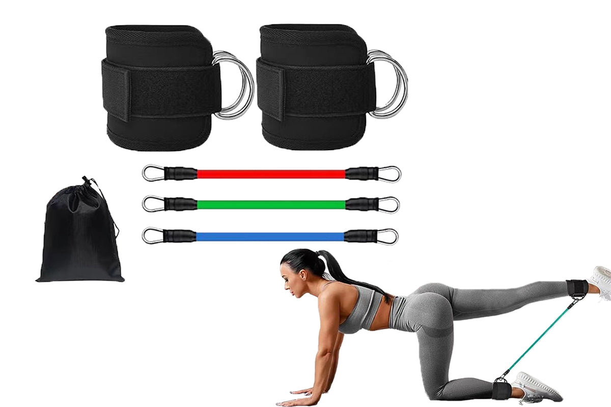Ankle Resistance Bands With Cuffs TPE Booty Workout Equipment For Working Out-Black