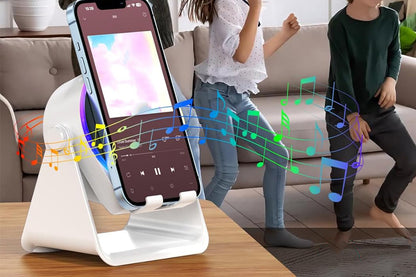 4 in 1 Wireless Speaker Bluetooth Speaker with 360 Adjustable Phone Holder-White