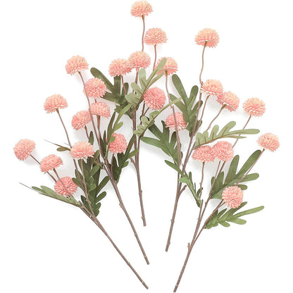 5Pcs Artificial Flower Stems Faux Pom Pom Flowers for Home Decor Pink