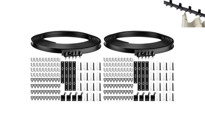 2 Piece Flexible Ceiling Curved 5M Bendable Curtain Track - Black